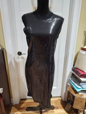 Sleeveless Black Sequin Mini Dress
